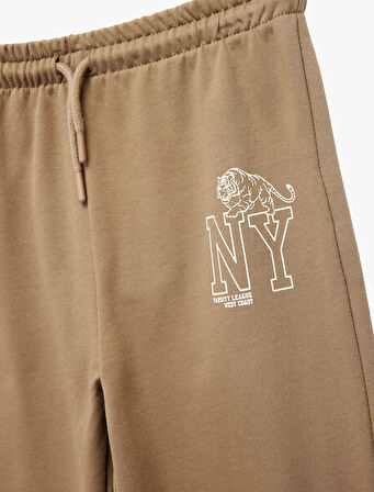 Pamuklu Baskı Detaylı Şardonlu Jogger Eşofman Altı