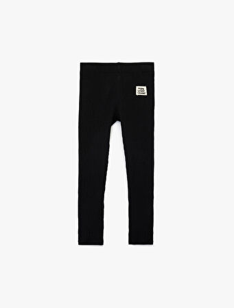 Beli lastikli Etiket Detaylı Pamuklu Tayt