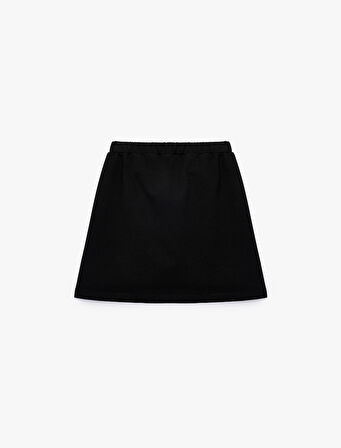 Taş Detaylı Viskon Karışımlı Diz Üstü Etek