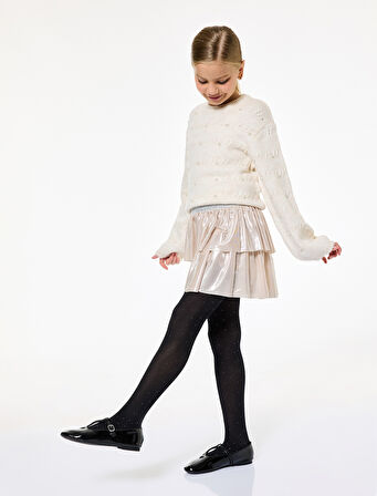 Beli Lastikli Kat Detaylı Pileli Etek