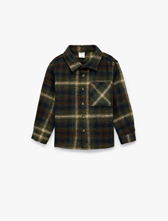 Uzun Kollu Cep Detaylı Ekoseli Oduncu Gömlek