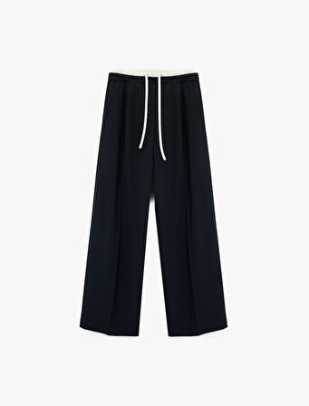 Beli Bağcıklı Geniş Paça Pantolon