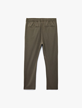 Viskon Karışımlı Cep Detaylı Rahat Kesim Beli Bağcıklı Pantolon