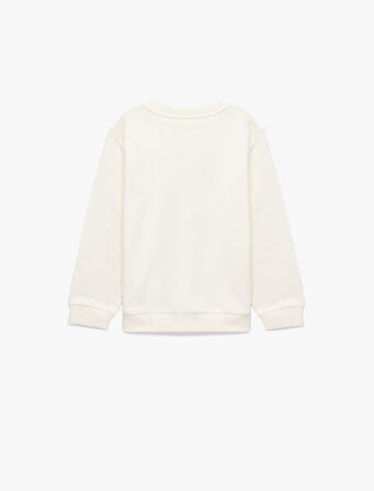 Pamuklu Uzun Kollu Bisiklet Yaka Dinozor Baskılı Sweatshirt