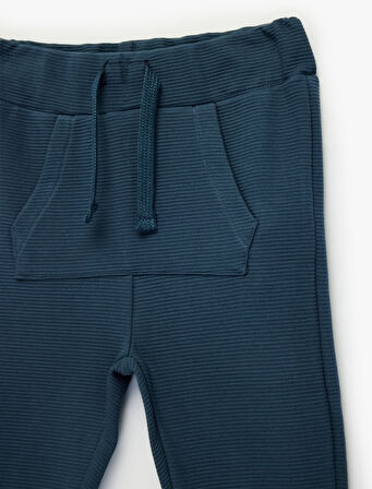 Kanguru Cepli Beli Lastikli Pamuklu Jogger Eşofman Altı