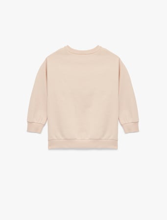 Pamuklu Uzun Kollu Bisiklet Yaka Şardonlu Sweatshirt