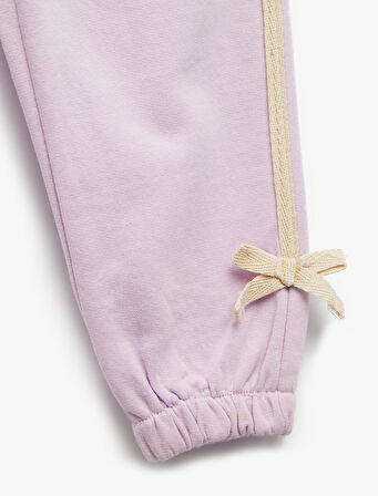 Pamuklu Beli Lastikli Fiyonk Detaylı Şardonlu Jogger Eşofman Altı