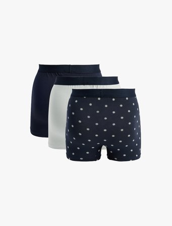 Pamuklu Desenli 3'lü Boxer Seti
