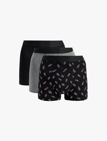 Pamuklu Desenli 3'lü Boxer Seti