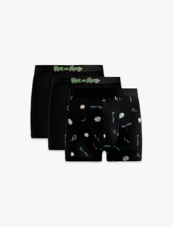 Lisanslı Rick and Morty Baskılı 3'lü Pamuklu Boxer Seti