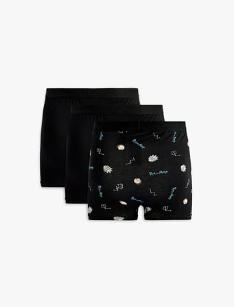 Lisanslı Rick and Morty Baskılı 3'lü Pamuklu Boxer Seti