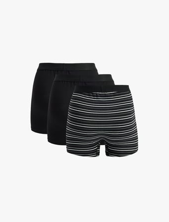 Regular Fit Çizgili Pamuklu 3'lü Boxer Seti