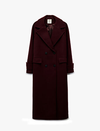 Koton X Melis Ağazat - Oversize Kaban Kruvaze Uzun Kollu Cepli Düğmeli