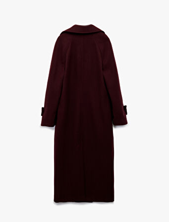 Koton X Melis Ağazat - Kaşe Kaban Kruvaze Uzun Kollu Cepli Düğmeli