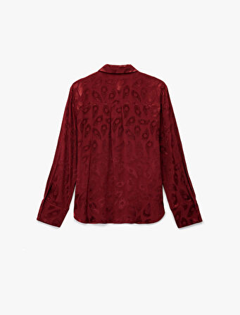 Regular Fit Uzun Kollu Düğmeli Viskon Desenli Gömlek