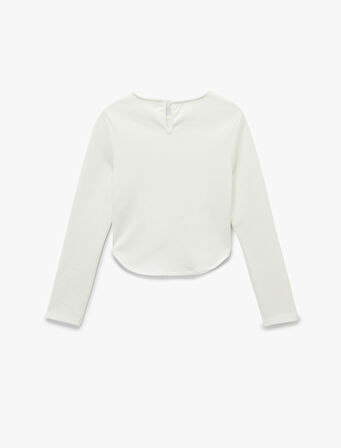 Nervürlü Slim Fit Bisiklet Yaka Uzun Kollu Tişört