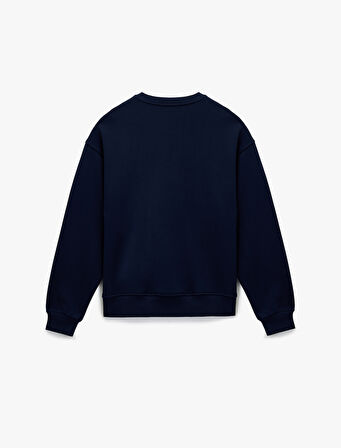 Uzun Kollu Bisiklet Yaka Köpek Baskılı Oversize Sweatshirt