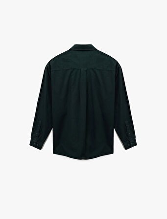 Klasik Yaka Pamuklu Düğmeli Oversize Uzun Kollu Gömlek