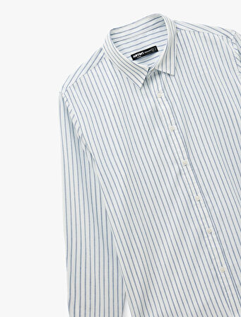 Regular Fit Klasik Yaka Viskon Karışımlı Uzun Kollu Gömlek