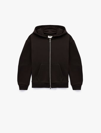 Uzun Kollu Cepli Basic Fermuarlı Şardonlu Kapşonlu  Sweatshirt