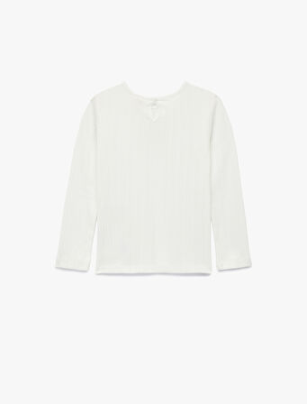 Tavşan Baskılı Uzun Kollu Bisiklet Yaka Tişört