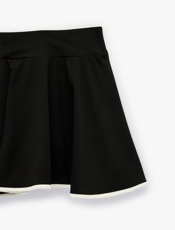 Yüksek Bel Biyeli Rahat Kalıp Mini Spor Şortlu Tenis Eteği