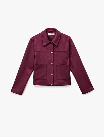 Çıtçıt Düğmeli Cep Detaylı Klasik Yaka Uzun Kollu Suni Süet Gömlek