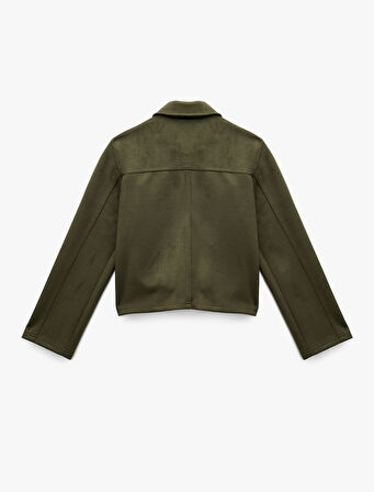 Çıtçıt Düğmeli Cep Detaylı Klasik Yaka Uzun Kollu Suni Süet Gömlek