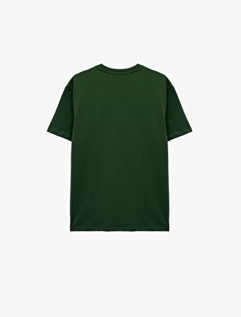 Regular Fit Kısa Kollu Pamuklu Bisiklet Yaka Baskılı Spor Tişört