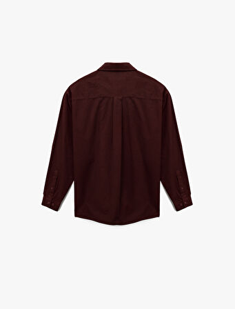 Klasik Yaka Pamuklu Düğmeli Oversize Uzun Kollu Gömlek