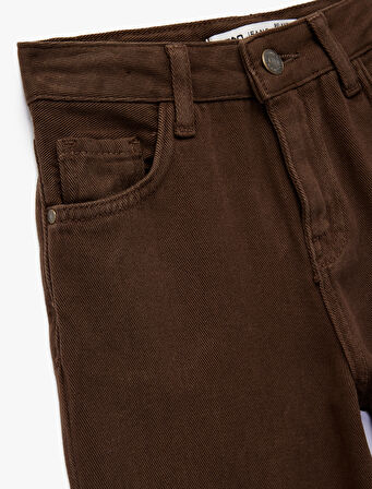 Pamuklu Rahat Kesim Cepli Normal Paça Denim Pantolon