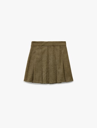 Slim Fit Kalın Pileli Mini Etek