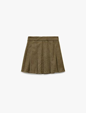 Slim Fit Kalın Pileli Mini Etek