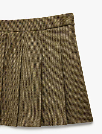 Slim Fit Kalın Pileli Mini Etek