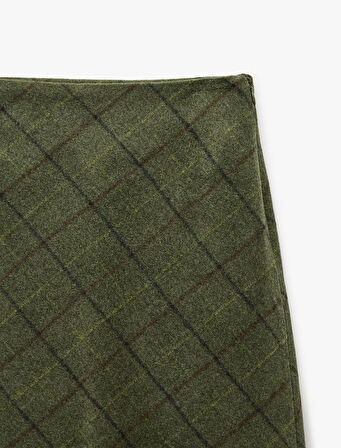 A Kesim Kareli Kışlık Mini Etek