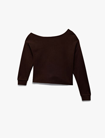 Rahat Kalıp Uzun Kollu Asimetrik Yaka Tişört