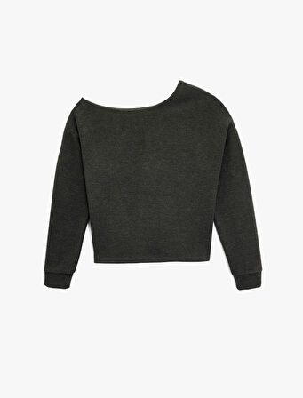 Rahat Kalıp Uzun Kollu Asimetrik Yaka Tişört