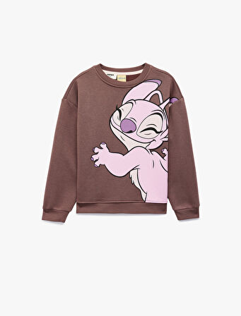 Uzun Kollu Bisiklet Yaka Oversize Lisanslı Stitch Baskılı Sweatshirt