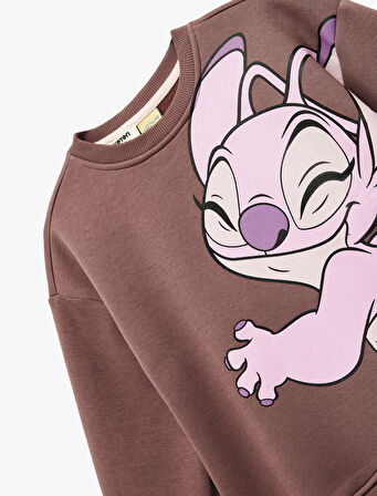 Uzun Kollu Bisiklet Yaka Oversize Lisanslı Stitch Baskılı Sweatshirt