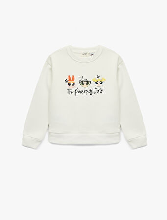 Powerpuff Girls Baskılı Uzun Kollu Bisiklet Yaka Lisanslı Oversize Sweatshirt