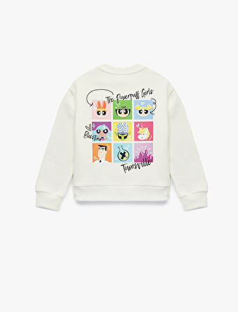 Powerpuff Girls Baskılı Uzun Kollu Bisiklet Yaka Lisanslı Oversize Sweatshirt