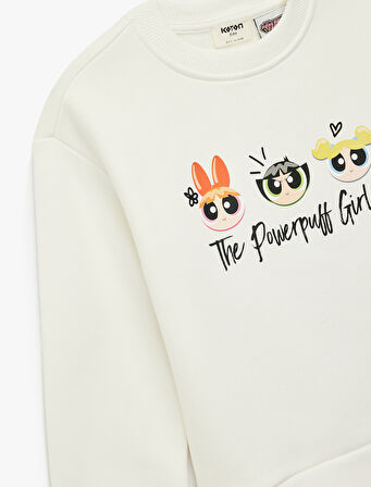 Powerpuff Girls Baskılı Uzun Kollu Bisiklet Yaka Lisanslı Oversize Sweatshirt