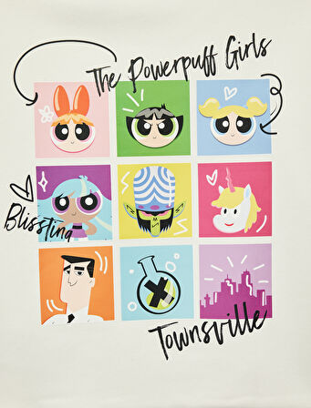 Powerpuff Girls Baskılı Uzun Kollu Bisiklet Yaka Lisanslı Oversize Sweatshirt