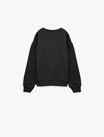 Şardonlu Uzun Kollu Bisiklet Yaka Lisanslı Powerpuff Girls Oversize Sweatshirt