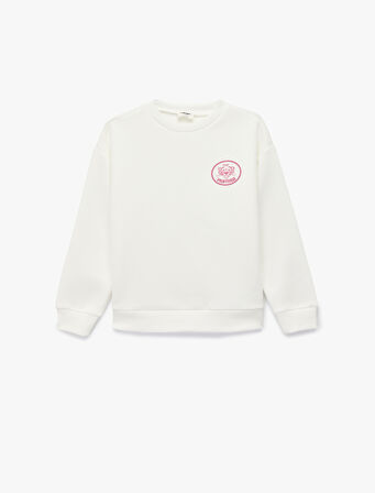 Lisanslı Pembe Panter Baskılı Uzun Kollu Bisiklet Yaka Sweatshirt