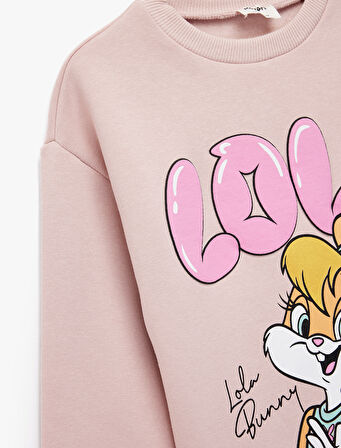 Lisanslı Lola Bunny Baskılı Uzun Kollu Bisiklet Yaka Sweatshirt