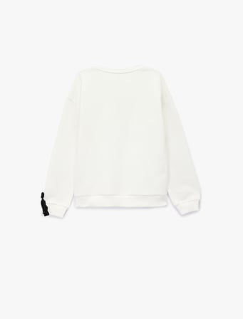 Bisiklet Yaka Fiyonk Detaylı Uzun Kollu Sweatshirt