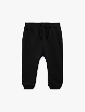 Şardonlu Pamuklu Beli Bağcıklı Jogger Eşofman Altı