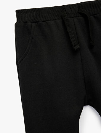 Şardonlu Pamuklu Beli Bağcıklı Jogger Eşofman Altı