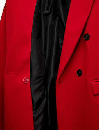 Uzun Kollu Düğmeli Kruvaze Uzun Kaşe Kaban